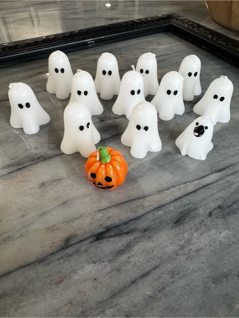 Halloween Ghost and Pumpkin Tealight Candle Set - White & Orange